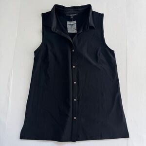 Boston Proper Black Button Down Sleeveless Blouse Size Medium NWOT
